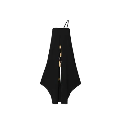 Style Junkiie Women's Black Tassel Jumpsuit