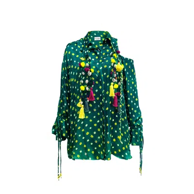 Style Junkiie Women's Green Bandhini Shirt