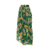 Style Junkiie Women's Green Paisley Draped Skirt In Green