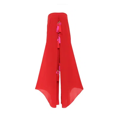 Style Junkiie Women's Red Tassel Jumpsuit