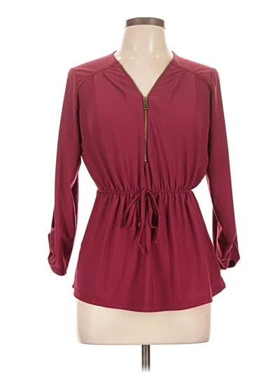 Pre-owned Style Long Sleeve Blouse In Burgundy
