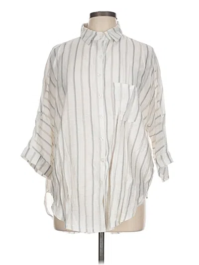 Pre-owned Style Rack 3/4 Sleeve Button Down Shirt In Silver