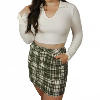 Style Rack Candie Mini Skirt In Green Plaid In Multi