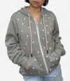 Style Reform Women's Dotty Zip Up Putty Hoodie In Mini Peach Hearts In Multi