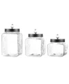 Style Setter Hammered Square 3 Pc Canister Set In Clear