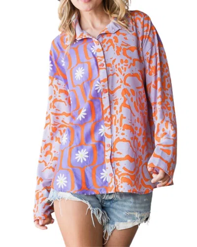 Style U Catina Collared Blouse In Multi