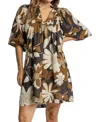 Style U Fall Floral Mini Dress In Camel Mix