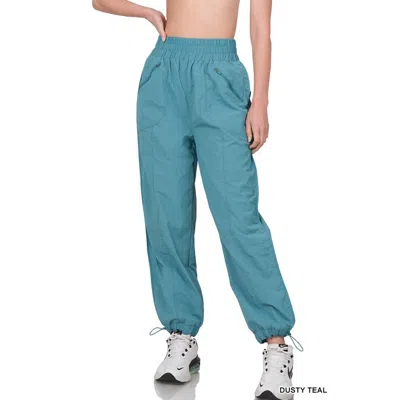Style Up Parachute Jogger Pants In Teal In Blue