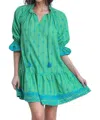Style Usa Brielle Embroidered Contrast A-line Dress In Green In Green