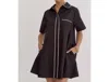 Style Usa Collared Short Sleeve Mini Dress In Black