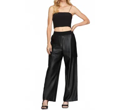 Style Usa Faux Leather Straight Jogger Pants In Black
