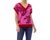 Style Usa Floral Print Knit Sweater In Pink In Pink
