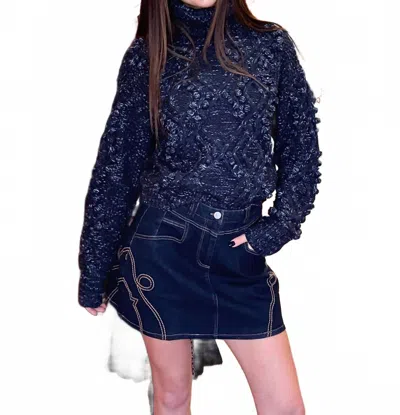 Style Usa Kaufman Cowgirl Mini Skirt In Blue In Multi