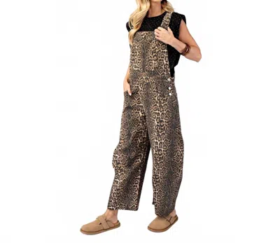 Style Usa Kyle Leopard Print Overalls In Brown/black Leopard