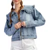 Style Usa Mineral Washed Sailor Collar Denim Jacket