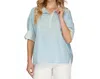 Style Usa Prep Oversized Top In Light Blue In Multi