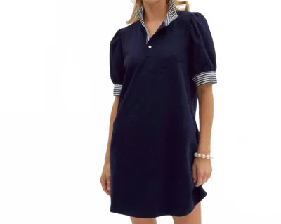 Style Usa Pullover Polo Dress In Navy In Blue