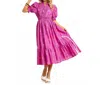 Style Usa Ruffle Smocked Midi Dress In Pink In Pink