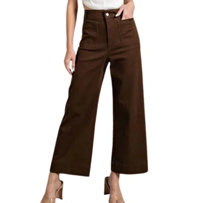 Style Usa Soft Washed Wide Leg Pants In Brown