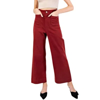 Style Usa Soft Washed Wide Leg Pants In Maroon In Multi