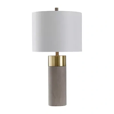 Stylecraft 14 W Brass & Natural Metal Table Lamp In Gray
