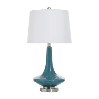 Stylecraft 14 W Niagra Falls Blue Glass Table Lamp