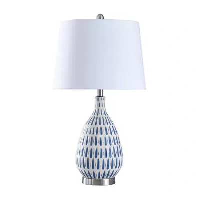 Stylecraft 15.5 W Off-white & Blue Ceramic Table Lamp