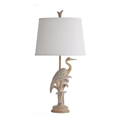 Stylecraft 18 W Natural Wood Table Lamp In White