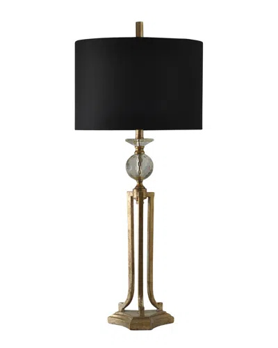 Stylecraft 38in Vintage Gold Metal And Glass Lamp In Black