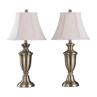 Stylecraft Antique Brass Finish 2-pc. Lamp Set In Brown
