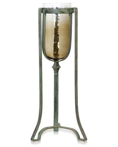 Stylecraft Asha Iron Metal And Colored Glass One Light Candle In Gold
