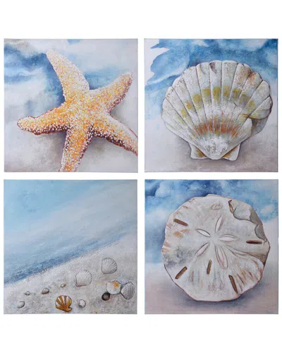 Stylecraft Beach Set Of 4 Coastal Animal Art In Blue