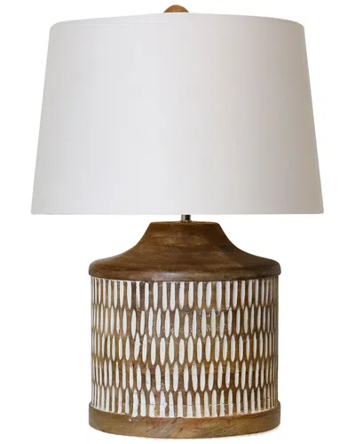 Stylecraft Carved Wood Body Table Lamp With Painted Accents In Brown