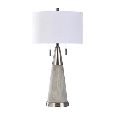 Stylecraft Conical Driftwood Stamped Table Lamp In Multi