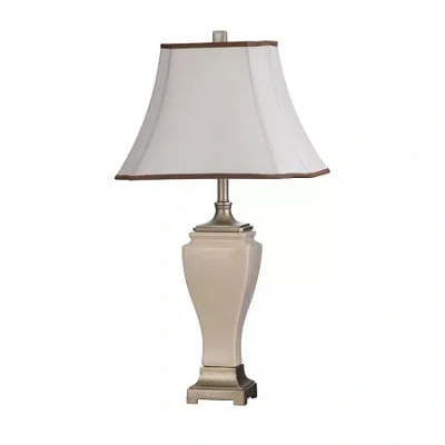 Stylecraft Cream Crackle Ceramic Table Lamp In White