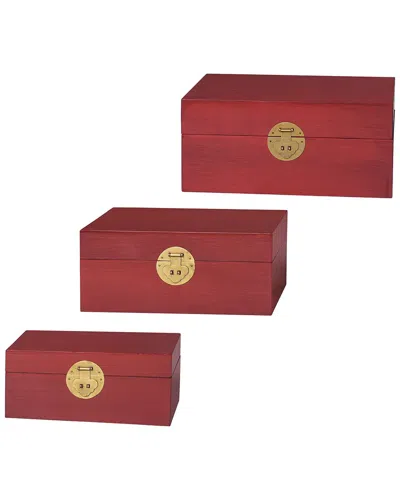 Stylecraft Dann Foley Set Of 3 Chinese-style Wooden Keep Boxed In Red