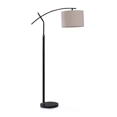 Stylecraft Dudley Black And Brass Floor Lamp In Multi