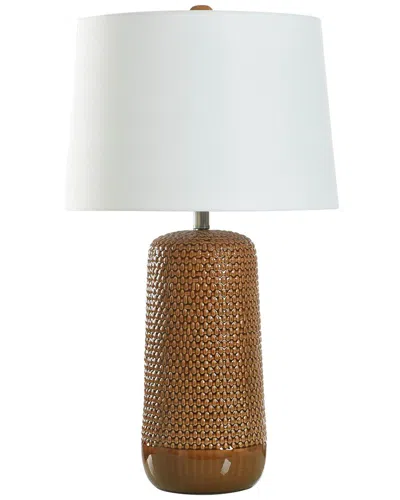 Stylecraft Galey Woven Wicker Textured Design Table Lamp In Brown