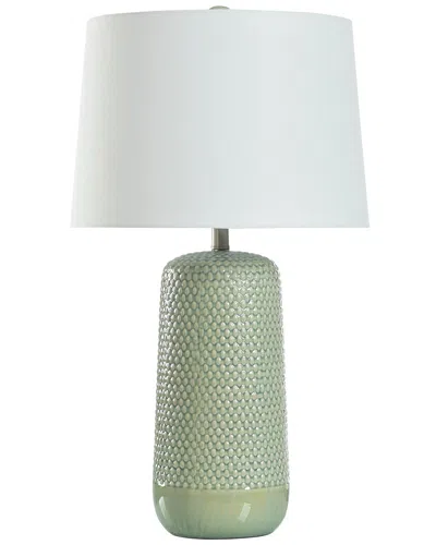 Stylecraft Galey Woven Wicker Textured Design Table Lamp In Green