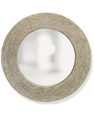 Stylecraft Harper Whitewashed Round Wall Mirror In Multi