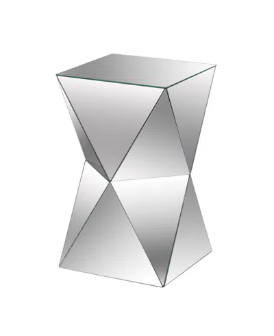 Stylecraft Home Collection 12.4" Glass Contemporary Harlequin Mirrored Pedestal Table In Silver