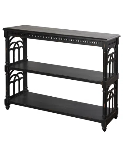 Stylecraft Home Collection 14" Wood Three Tier Console Table In Distressed Black