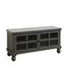 Stylecraft Home Collection 15.5" Oren Antique Mirrored Door Transitional Media Cabinet In Charcoal Gray