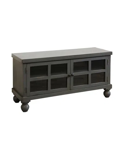 Stylecraft Home Collection 15.5" Oren Antique Mirrored Door Transitional Media Cabinet In Charcoal Gray