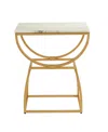 Stylecraft Home Collection 16" Marble Norman Wyatt Home Loren Elliptical Side Table In White
