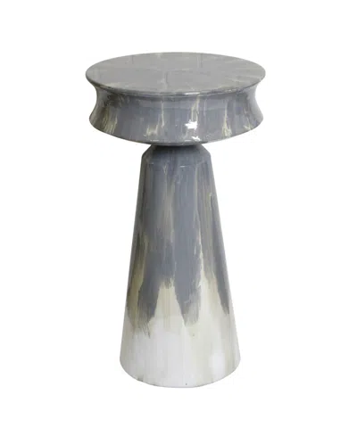 Stylecraft Home Collection 18" Iron Desert Fog Contemporary Side Table In Gloss Grey