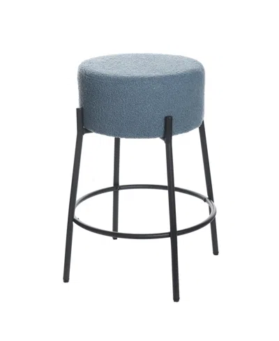 Stylecraft Home Collection 26" Soloist Boucle Upholstered Minimalist Counter Stool In Sky Blue