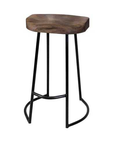 Stylecraft Home Collection 26" Wood Gavin Rustic Sculpted Counter Stool In Black
