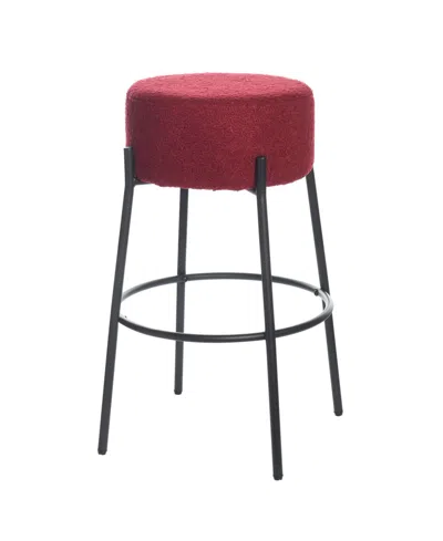 Stylecraft Home Collection 29" Soloist Boucle Upholstered Minimalist Bar Stool In Maroon