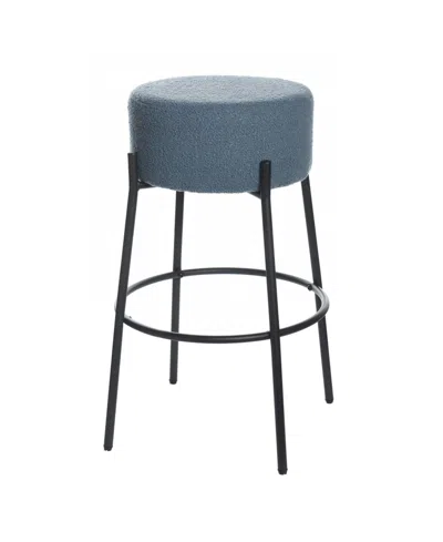 Stylecraft Home Collection 29" Soloist Boucle Upholstered Minimalist Bar Stool In Sky Blue